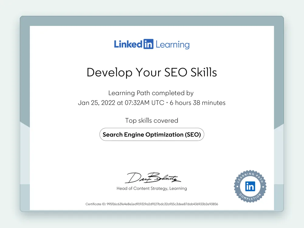 Develop Your SEO Skills — LinkedIn Learning