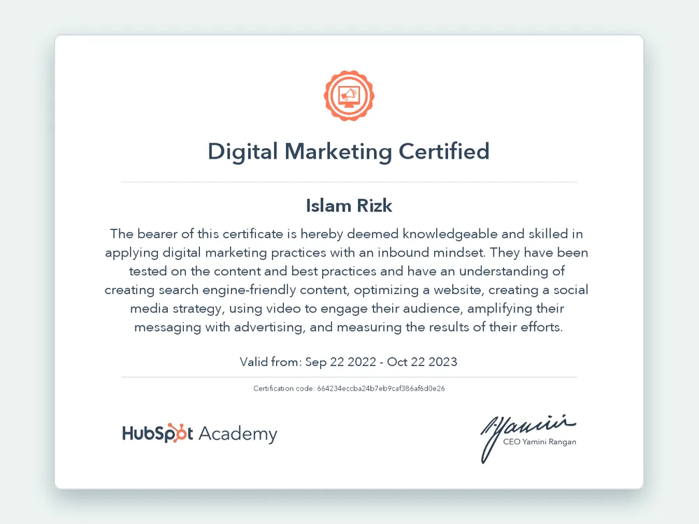 Digital Marketing Certified — HubSpot Academy