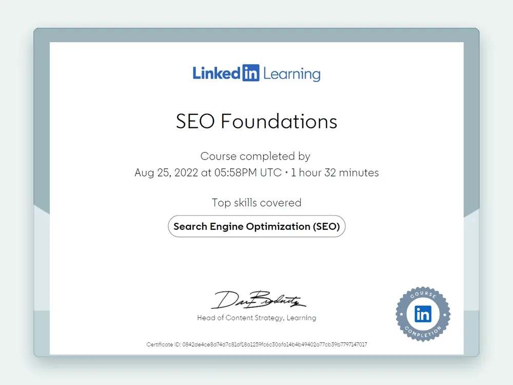 SEO Foundations — LinkedIn Learning