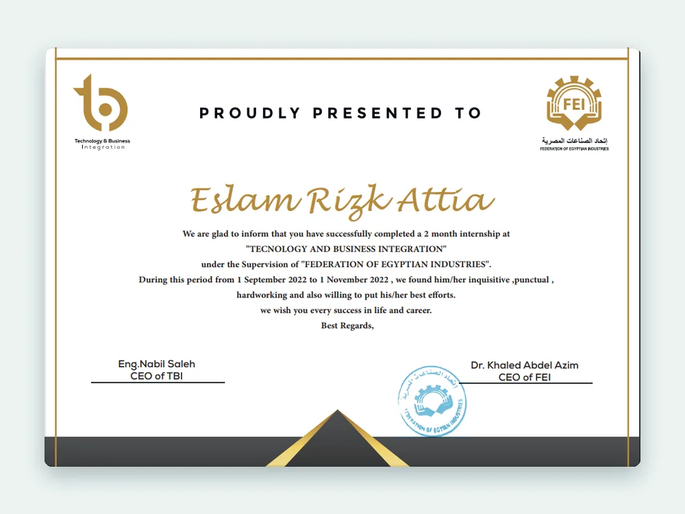 تدريب مهني — اتحاد الصناعات المصرية — TBI · Federation of Egyptian Industries